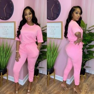 XL Women’s Pink Two Piece Pants Set Outfit